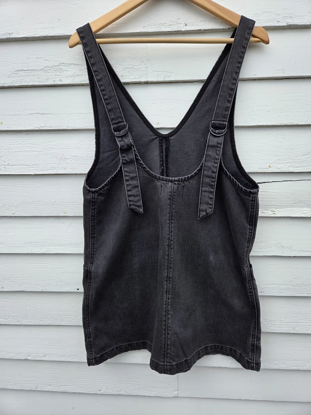 We The Free Washed Black Denim Mini Overall Dress - Picture 1 of 13
